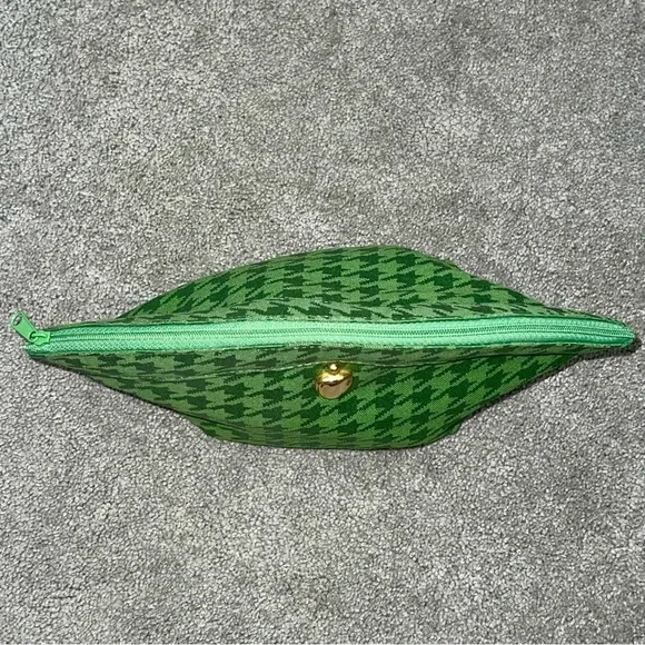 VTG Christian Dior 90’s Green Houndstooth Makeup Bag Cosmetic Case Pouch Clutch - Picture 5 of 10